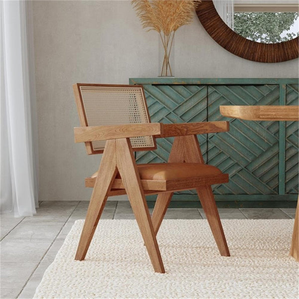 Wooden Cane & Rattan Dining Chair -  The Modena