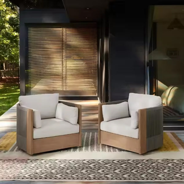 Wooden Cane & Rattan Lounge Chair - Bounce
