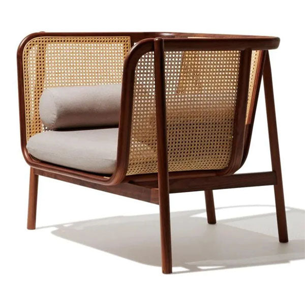 Wooden Cane & Rattan Lounge Chair - Rio