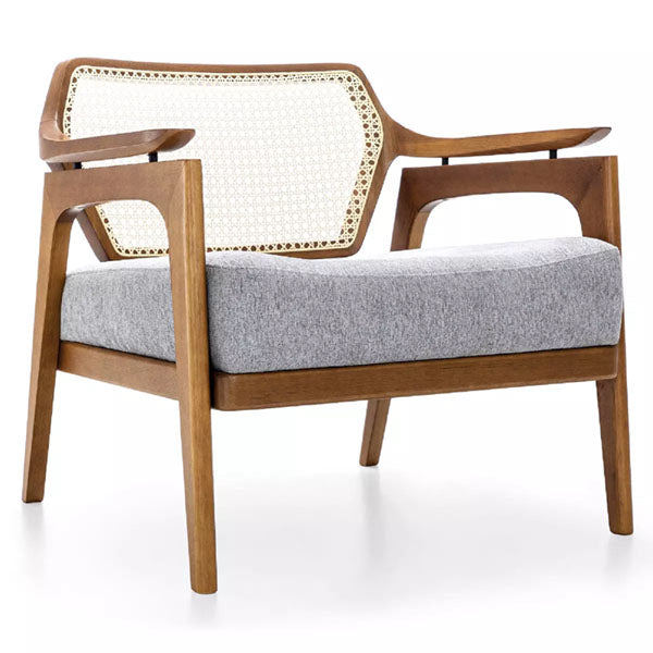 Wooden Cane & Rattan Lounge Chair - Venice