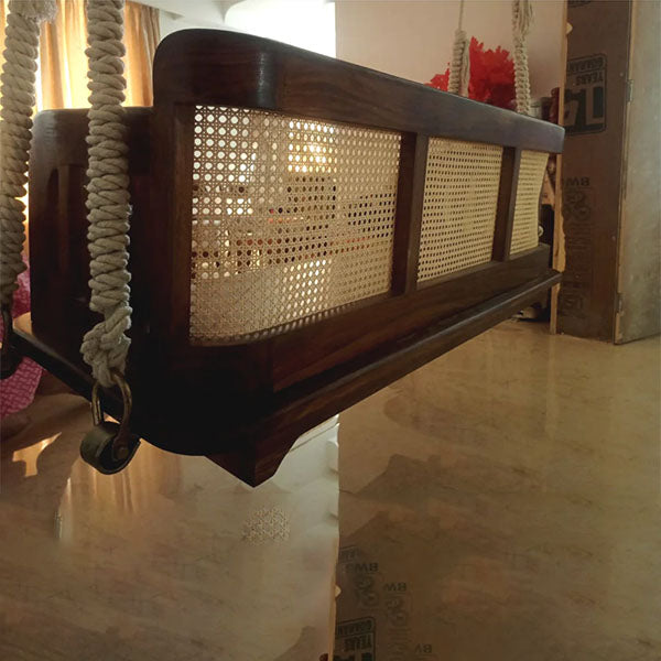 Wooden Cane & Rattan Swing - MysticHaven