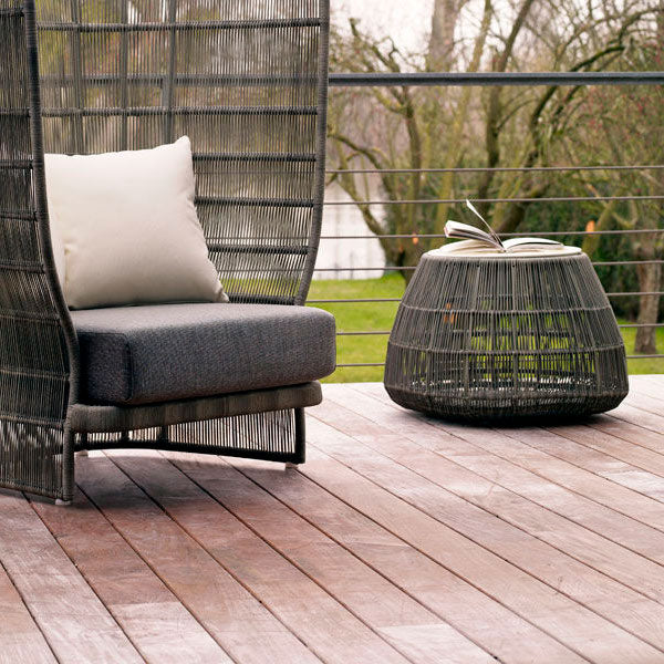Outdoor patio Braid and Rope Puff Stool Foot-On  - Pristine